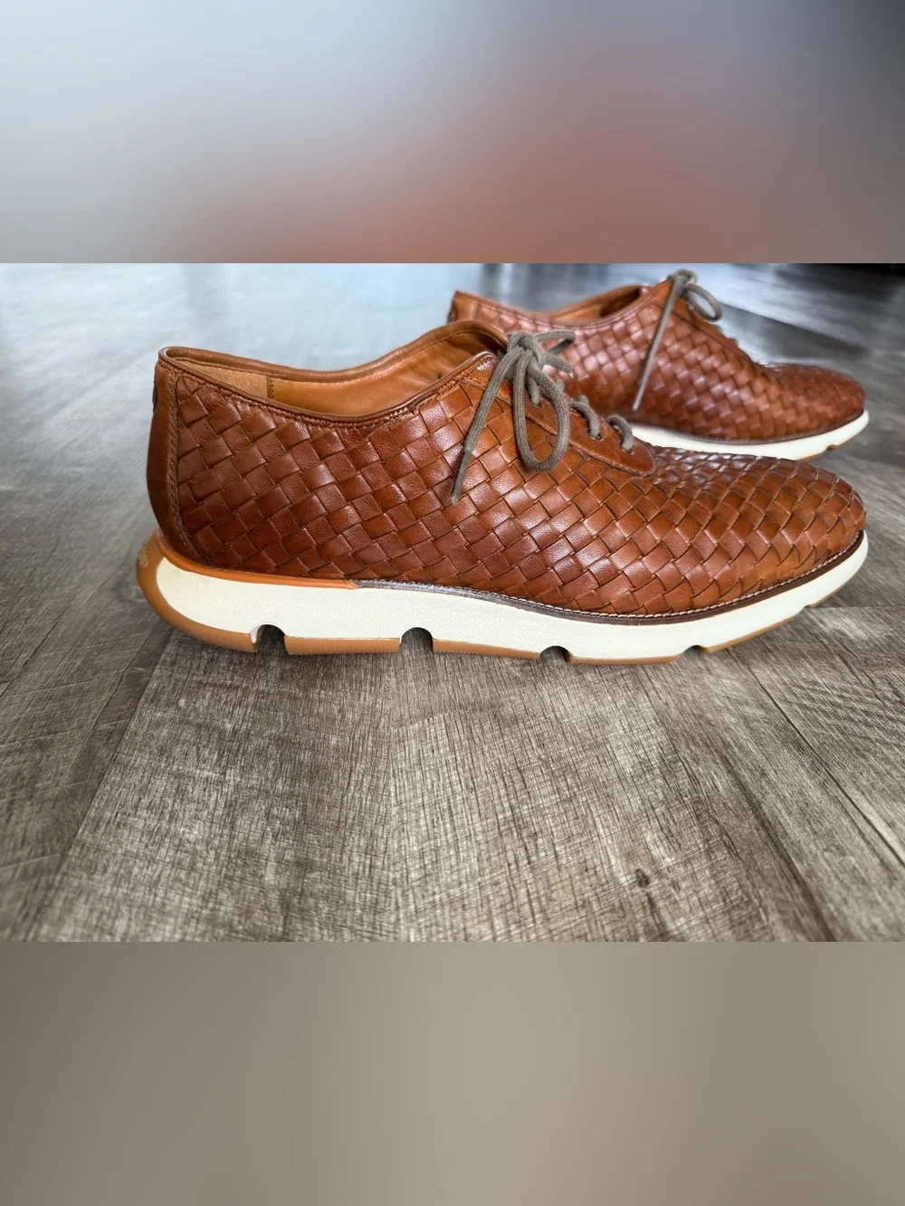 COLE HAAN Woven Brown Leather 4.ZERØGRAND Oxford‎ Sneakers 12M